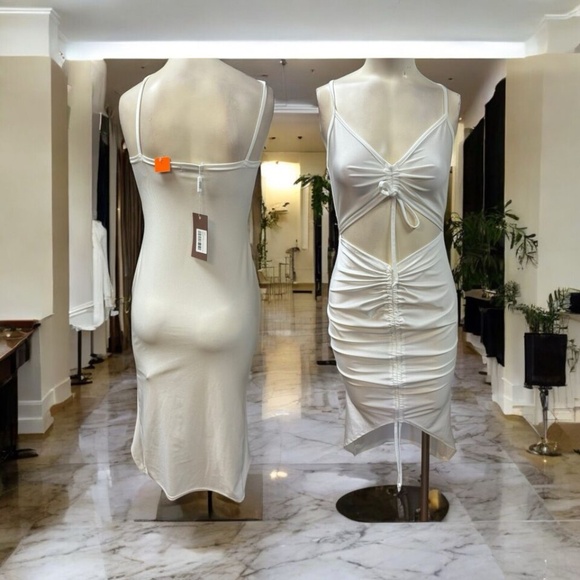 Public Desire, Woman, Dress Sommer, Pearl white, Sz 6, Retractable front cord.! - Picture 1 of 12